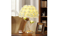 Decorative Rose Table Lamp Warm Light Rose Lamp Floral Gold-Tone for Bedside, Bedroom, Living Room