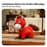 Horse Sign Doll Symbol Meaningful Cultural Design Chinese Astrological Horse Doll Adorable Appearance Auspicious Horse Stuffed Toy for Friends, Office