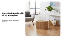Wheeled Rattantype Chest With Lid Underbed Box Large Capacity for Under Bed
