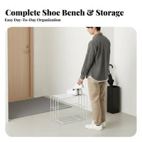 Minimalist Design 2-Tier Shoe Changing Stool Multifunctional Padded Shoe Storage Stool Space Saving Entryway Bench Versatile Design for Families, Apartment Dwellers, Homeowners, Bedroom, Hallway, Closet
