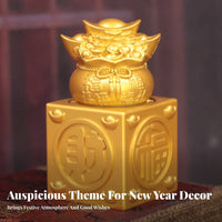 Feng Shui Chinese Wealth Seal Auspicious Design Chinese Fortunate Wealth Bag 360° Rotatable for Office Workers, Home Decor