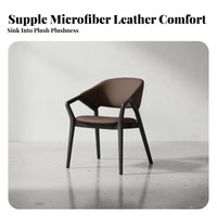 Solid Wood Frame Upholstered Armchair Designer Design Curved Back Armchair Ergonomic Backrest Dining Chair Soft Padded Cushion for Homeowners, Interior Designers, Restaurant Owners, Study Room, Home Office, Kitchen