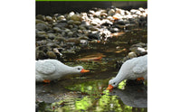 3 Pieces Decorative Goose Figurines White Goose Garden Statues Yard Ornament Realistic Orange Beak for Pond