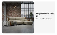 L-Shaped Corner Sofa Genuine Leather Upholstery Configurable Block Sofa Nordic design Living Room Seating for Families, Apartment Dwellers, Lounge Area