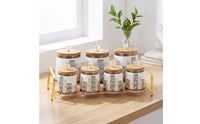 6 Pieces Ceramic Jars with Bamboo Lids Geometric Storage Jars   Cylindrical Storage Container   for Homeowners