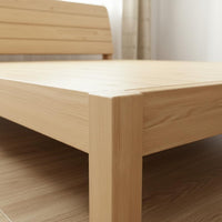 Solid Wood Bed Frame Sturdy Construction Minimalist Wooden Bed Breathable Slat Support Simple Wood Bedstead for Rental Apartment, Guest Room