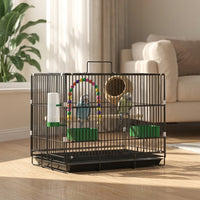 Bird Cage for Parakeets Cockatiels Peonies Small Birds Portable Foldable Metal Cage with Accessories