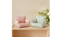 Doll Sofa with Striped Textile Miniature Dollhouse Sofa Compact Couch for BJD Display