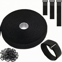 Cut-to-Length Hook and Loop Strap with Buckle Adjustable Reusable Cable Strap Long-Lasting Nylon Fastening Roll Heavy-Duty for Homeowners