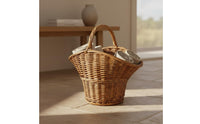 Arched Handle Wicker Basket Flared Top Woven Wicker Basket Brown Household Container