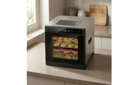 Viewing Window 6-Layer Food Dehydrator Internal Light Countertop Food Dehydrator Black and Silver Jerky Dryer Even Hot Air Circulation