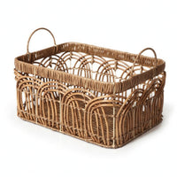 Storage Basket with Handles Rectangular Woven Organizer Basket Open-Top for Countertop