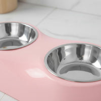 Detachable Design Double Pet Bowl Easy to Clean Double Bowl Pet Feeder Non-Slip Base for Cats, Dogs