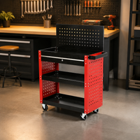 Sturdy Duty Tool Cart, 70x36x67cm Mobile Tool Storage with Locking System, 3 Drawer Tool Chest for Automotive Repair, Matte Black Steel