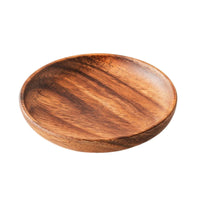 Acacia Wood Dish Round Wooden Dish with edge Shallow Wooden Tray with Lip for Entertaining, Tea Time