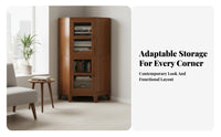 Space-Saving Design Sliding Glass Door Cupboard Multi-Functional Sliding Glass Door Credenza Adjustable Shelves book storage unit Easy Assembly for Apartment Dwellers, Interior Decorators, Bay opening Area, Living Room, Home Office, Bedroom