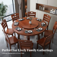 Square to Round Dining Table Solid Wood Construction Convertible Dining Table Rounded Corners Home Furniture for Families, Hosts, Kitchen, Living Room