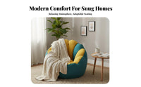 Full Body Comfort High-Back Bean Bag Chair Ergonomic Support Armless Foam Lounger No Rigid Frame Floor Seating Washable Cover for Students Women, Balcony, Bedroom, Living Room, Reading Nook