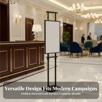 Adjustable Poster Stand Stable Double Pole Display Stand Metal Construction Floor Sign Holder for Commerce Show, Shopping Mall, Restaurant