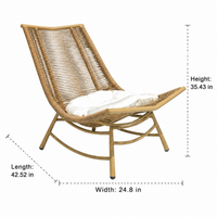 Weatherproof Ergonomic Wooden Rocker with Cushion, Rocker with Footrest, Outdoor Patio Chair, Light and Dark Wood, Modern Chinese Style