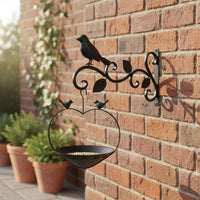 Vintage Design Wrought Iron Bird Feeder Decorative Wall Mounted Bird Feeder Outdoor Use Garden Decor Rust Resistant for Patio, Backyard