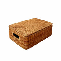 Woven Rattan Basket Multi-Purpose Rectangular Wicker Storage Container