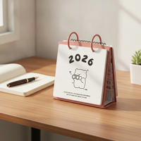 2025-2026 Cute Cartoon Animal Desk Calendar with Notepad Function