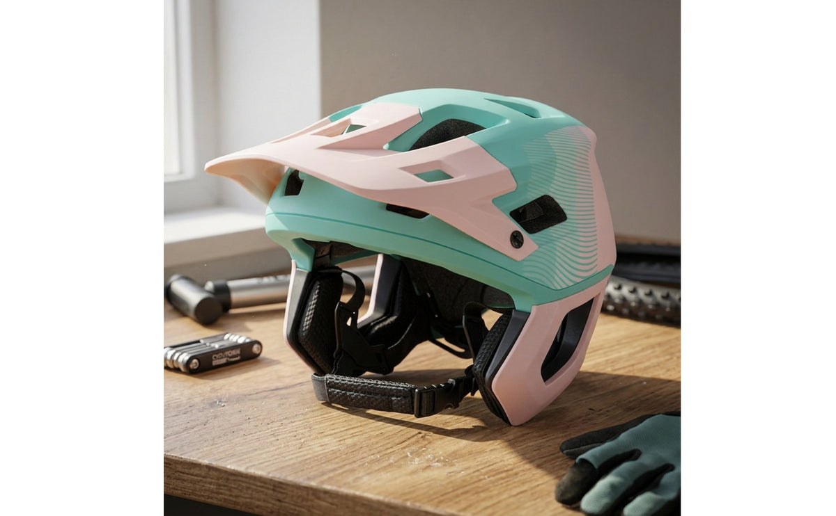 Mountain Bike Helmet with Visor Impact-Absorbing Opencycle Helmet Secure Fit for Cyclists, Downhill Riding