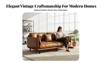 Straight-Line Leather Settee Italian Minimalist aesthetic Sofa Retro Design Living Room Furniture for Apartment Dwellers, Homeowners, Home, Study, Bedroom