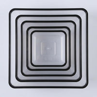 Plant Saucers and Square Plant Trays, 5-Pack Stackable Clear Drip Tray, Heavy Duty Water Tray for Outdoor Garden Pots and Floor Standing 16#