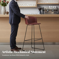 Mechanical Design Metal Frame High Stool with Backrest industrial-chic aesthetic Kitchen Island Stool Vintage Look Counter Chair Built-in Footrest for Interior Designers, Homeowners, Restaurant Owners, Bar, Cafe, Balcony, Patio