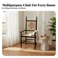 Woven rearrest Cane rear Dining Chair sturdy Wood Frame Cane rear Armchair Vintage aesthetic Indoor Furniture Easy Assembly for Design aficionados, Interior Designers, Kitchen, Living Room, Study, Bedroom