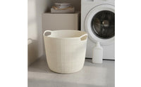 Large Capacity Plastic Laundry Basket Breathable Design Mesh Clothes Hamper Long-Lasting PP Material Round Organizer Basket with Handles for Bathroom