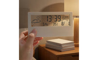 Multifunctional LCD Weather Station Clock Temperature and Humidity Display Multifunction Alarm Clock Minimalist Design Home Electronics for Bedside