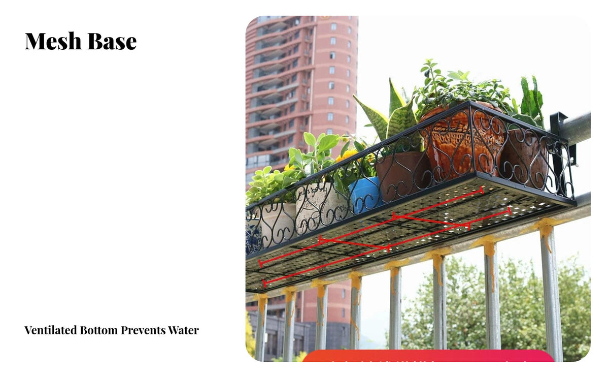 Space-Saving Hanging Balcony Rack Widened Design Railing Planter Easy Installation Plant Holder Sturdy Construction for Apartment Dwellers, Gardeners, Homeowners, window ledgesill, window ledge, Fence, Porch
