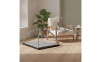 Foldable Cat Tent with Hanging Toys Zebra-Like stripeStripe Cat Tent with Toys Padded Pet Shelter Cozy for Apartments