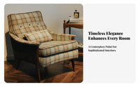 Highsupport Design Upholstered highsupport armchair Vintage design Upholstered highsupport armchair Chair hardwood Wood Legs Single Sofa Comfortable Seating for Homeowners, Adults, Readers, Living Room, perusing corner, Bedroom, Home Office