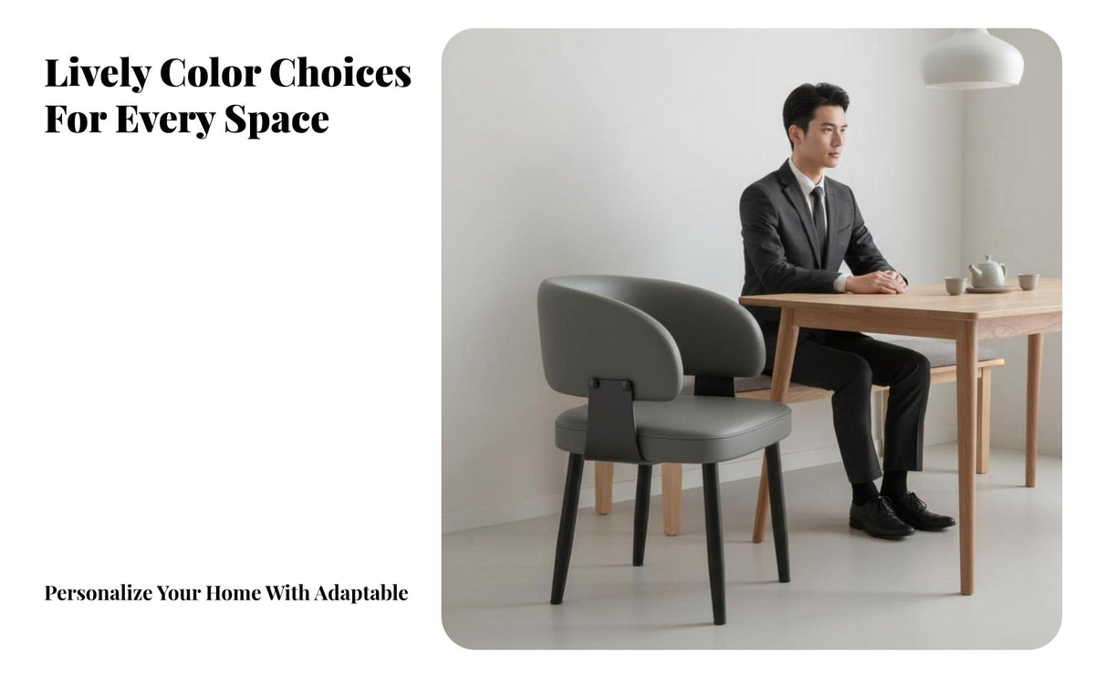 New Chinese aesthetic Upholstered rearrest Chair Light Luxury Curved rear Side Chair Minimalist Design Dining Room Seating for Homeowners, Restaurant Owners, Hotel Managers, Kitchen, Study, Home Office