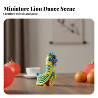 Lion Dance Figurine Three-Dimensional Printed Chinese New Year Miniature Seasonal Holiday Decoration Full Color Scale Model