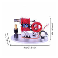 Stirlings Engine Motor Education Model ToyBrass Burner LED Thermal Engine Teaching Aid Physics Experiment Kit for Students, Classroom