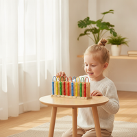 Student Nine-Gear Abacus for Grades 1-4, Textbook Synchronized Math Teaching Aid, Wooden Calculation Frame for Billions Place Value