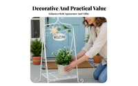 Welcome Sign Flower Stand Foldable Design Plant Holder Freestanding Display Rack for Gardening Enthusiasts, Gardeners, Front Porch, Patio, Living Room