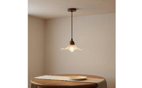 Adjustable Height Retro Design Hanging Light Lamp Long-Lasting Bedside Hanging Light Rustproof Wood Glass Hanging Lamp Flicker-without Flicker for Hallway