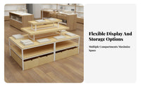 Island Display Cabinet Enhanced Product Visibility Store Display Counter with Compartments Compartmentalized Top Freestanding Pegboard Unit