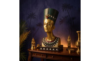 Nile Bust Golden Queen Bust Tabletop Nile Queen Figurine for History Buffs, Bookshelf, Office