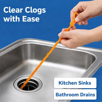Drain Cleaner Snake Tool Kit for Kitchen Sink and Bathtub, Flexible Brush Set, Long Pipe for Homeowners, Clog Remover
