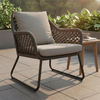 Wicker Sofa Set Woven Design Rattan Lounge Set Metal Frame Comfortable Thick Cushions for Balcony, Terrace