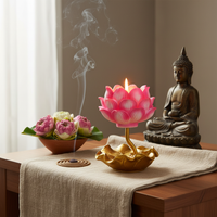 Smokeless Lotus Ghee Lamp for Home and Temple, Long-Lasting Decorative Butter Lamp