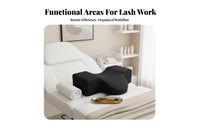 Slow Rebound Eyelash Extension Pillow Side Organizer Pockets Ergonomic Lash Pillow with Shelves Velvet Cover for Estheticians, Spas