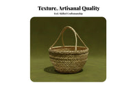 Natural Material Handmade Bamboo Basket Multi-Purpose Bamboo Fruit Basket Rustic Design Woven Container Versatile for Homemakers, Restaurant Owners, Kitchen, Garden, Picnic, Home Decor